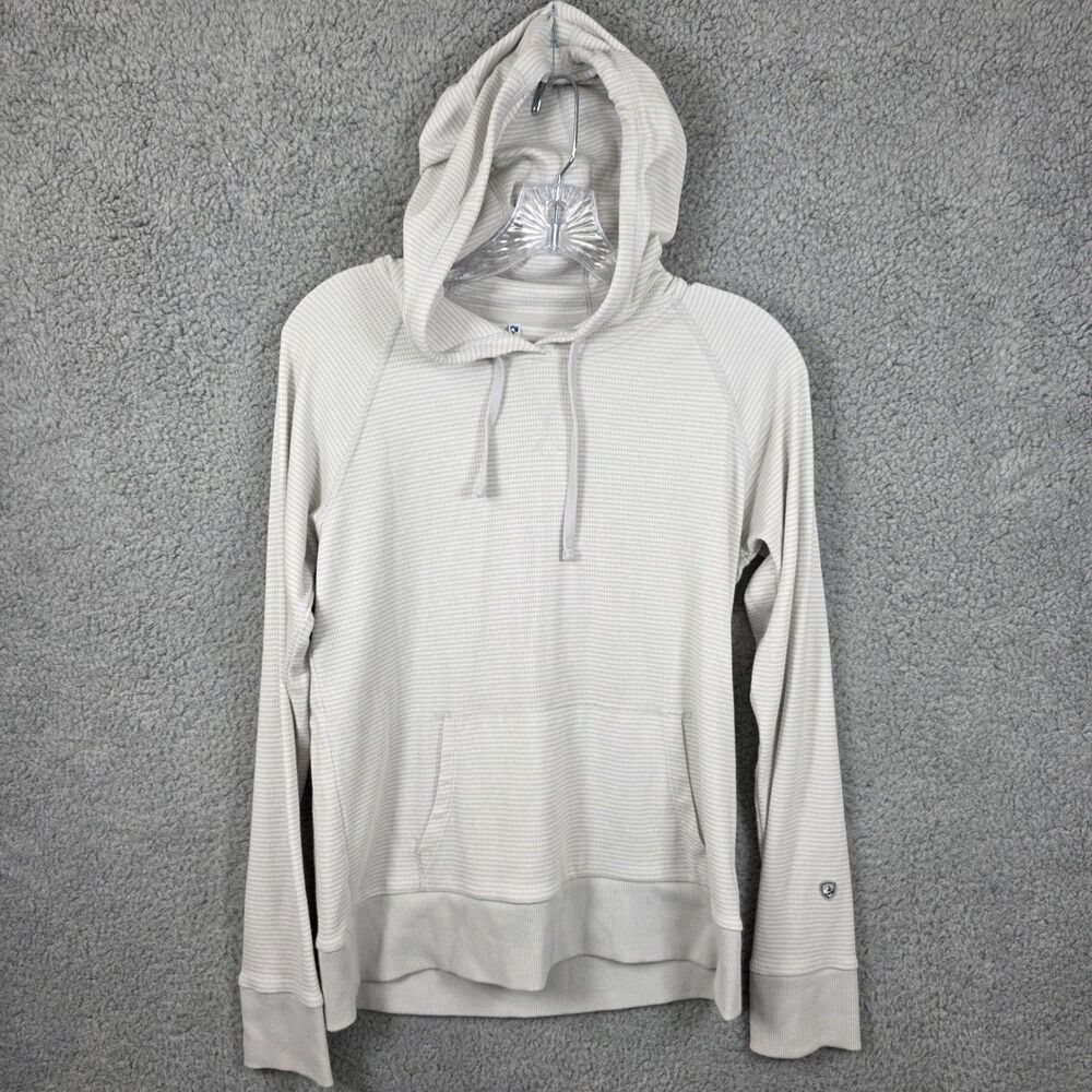 Kuhl Women’s Stria Pullover Hoodie Drawstring Sweatshirt Striped Gray Size S